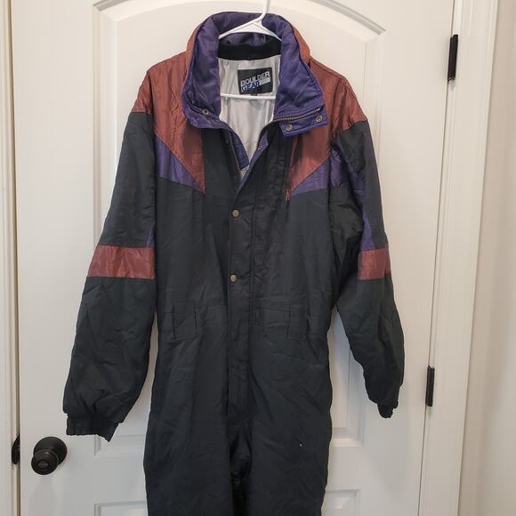 Vtg Boulder Gear Ski Suit One-Piece Softshell Solar Lock 80’s Unisex L Metallic - Picture 2 of 16